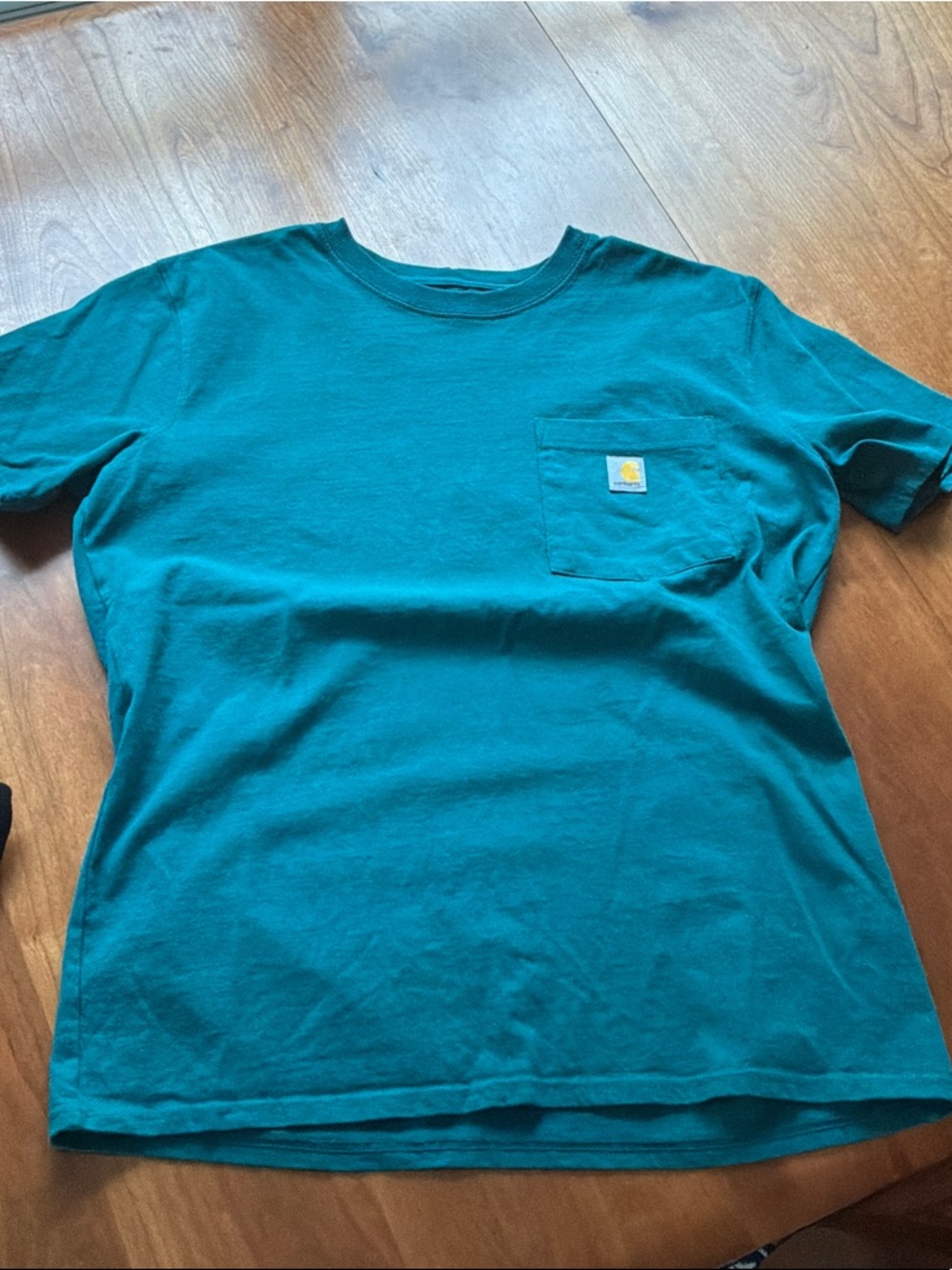 Carhartt Teal Short-Sleeve Pocket Tee with Logo Patch